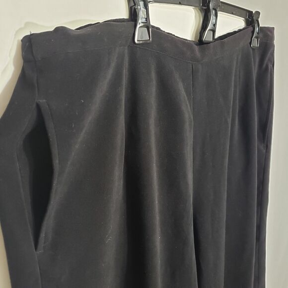 Susan Graver Women Crop Pants Size XL Moleskin Wide Leg Black Retro Flare A01263 - Picture 5 of 9